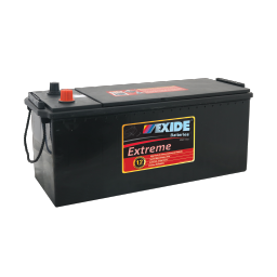 Exide extreme heavy commercial battery with code N120MFF.